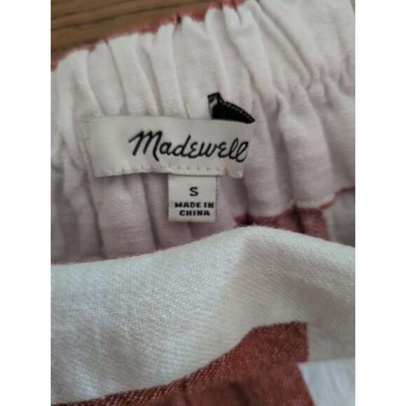 Madewell Pants SM Linen Huston PullOn Wide-Leg Striped Cropped Pants Rust /White - Picture 8 of 11